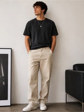 Zara Men’s Khaki Utility Carpenter Pants
